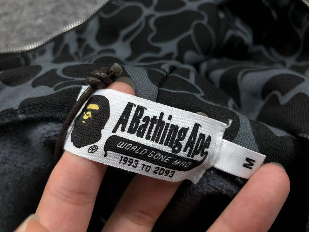 BAPE X DOVER STREET MARKET SPECIAL CAMO SHARK FULL ZIP HOODIE BLACK